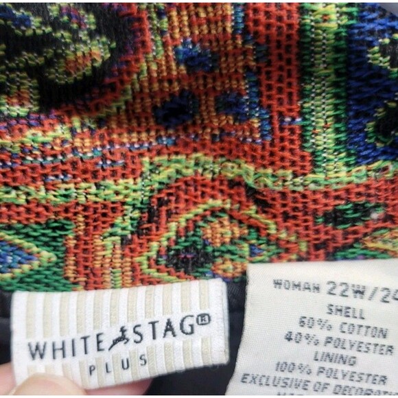 White Stag Jacket Art Deco‎ Style Tapestry Blazer Oversized Coat Sz 24 - Picture 7 of 16